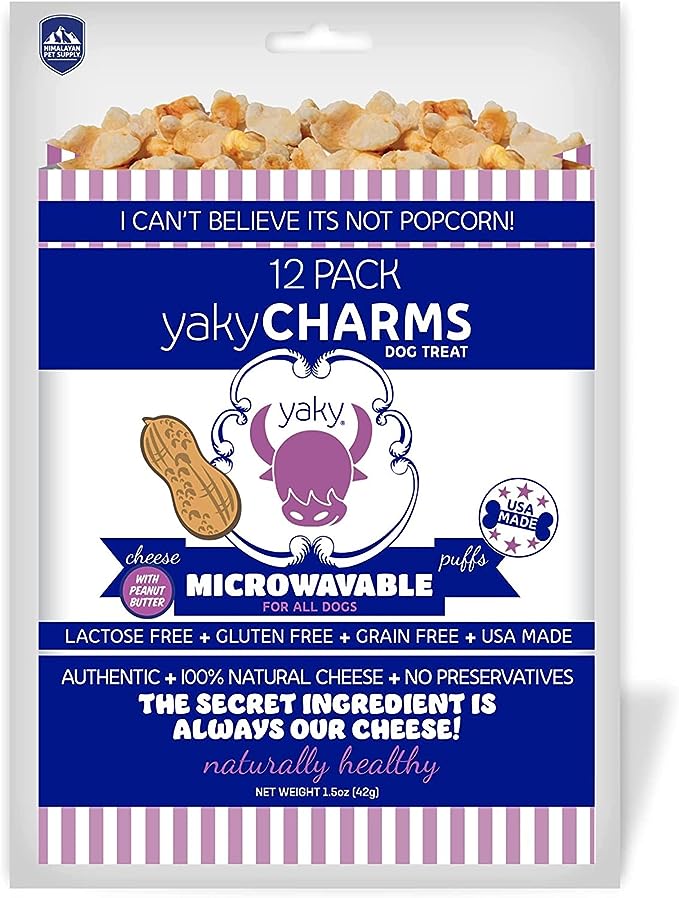 Yaky Charms Microwaveable Cheese Puffs With Peanut Butter Dog Treats