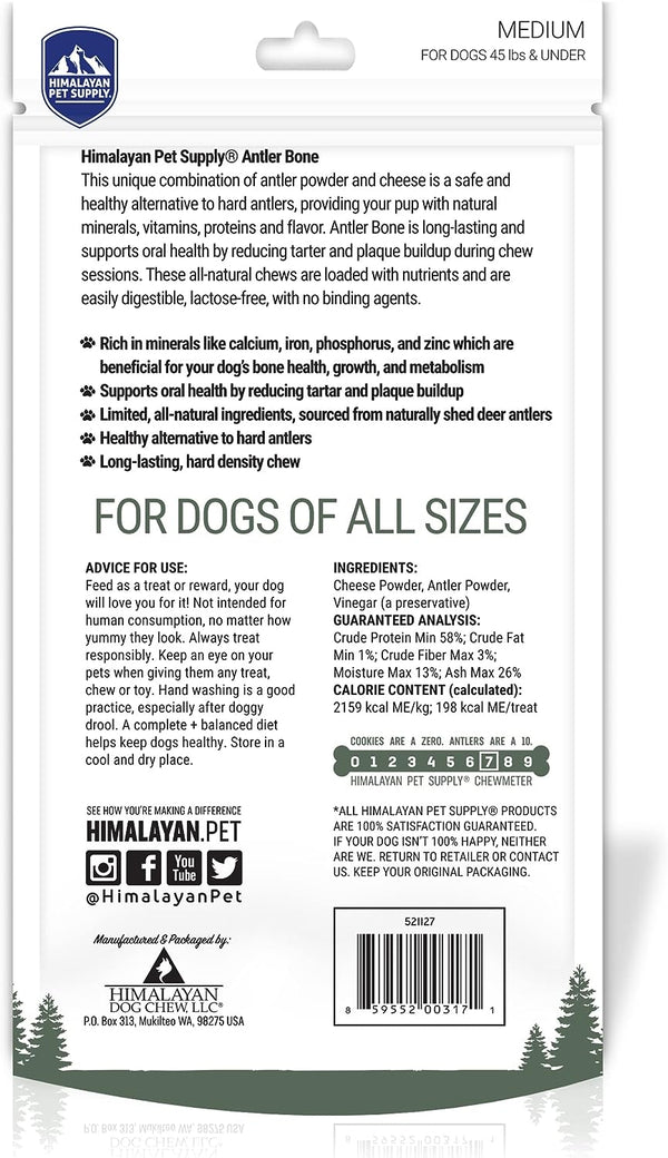 Himalayan Pet Supply Antler Bone With Cheese Dog Treats