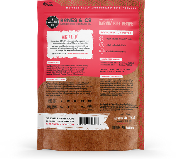 Bones & Co. Barkin Beef Freeze Dried Dog Food