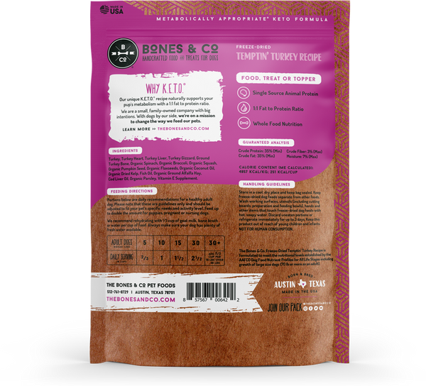 Bones & Co. Temptin Turkey Freeze Dried Dog Food