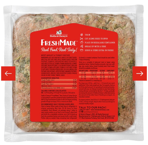 Stella & Chewy's Freshmade Beef, Barley & Turkey Gently Cooked Dog Food