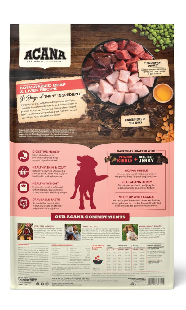 Acana Butcher’s Favorites Grain Free Beef and Liver Dog Food
