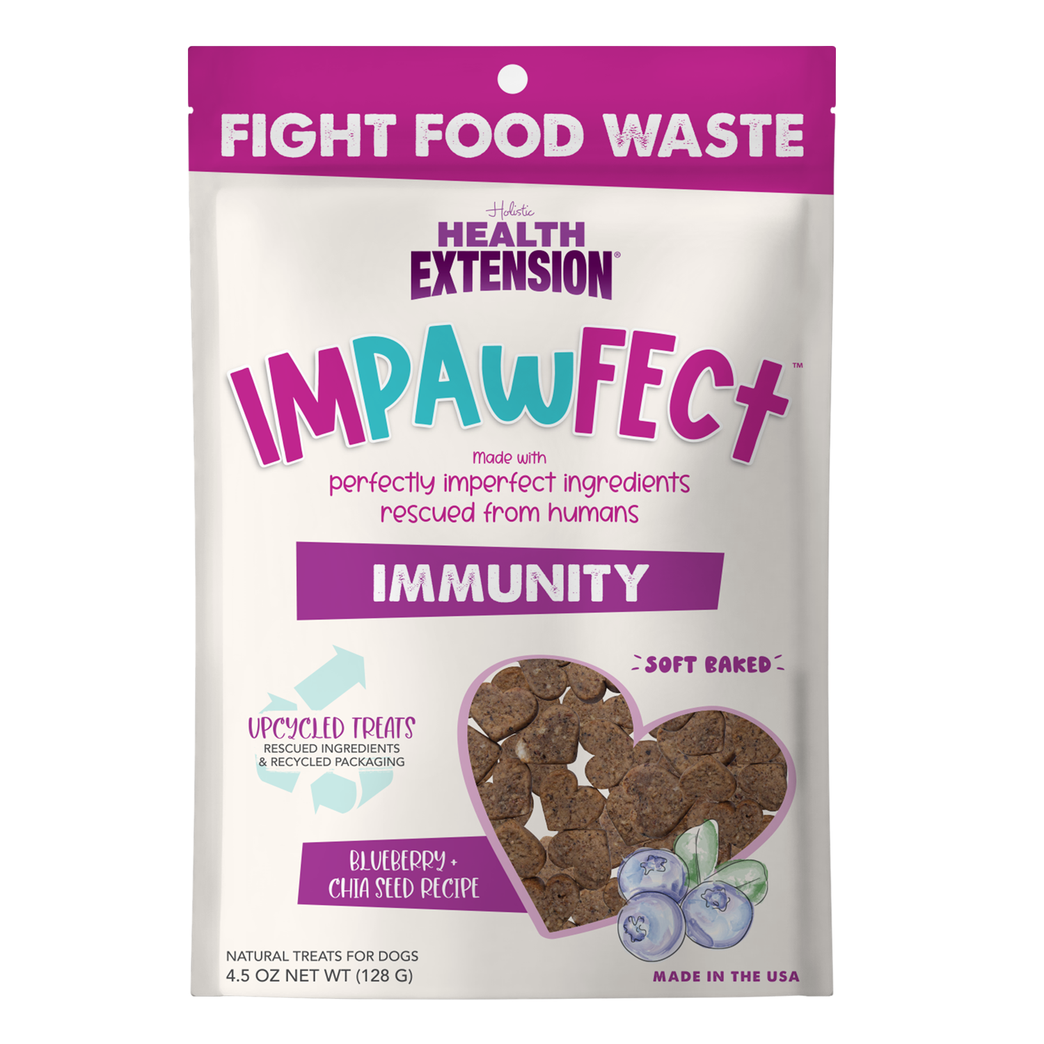 Health Extension Impawfect Blueberry & Chia Seeds for Immunity Support Dog Treats