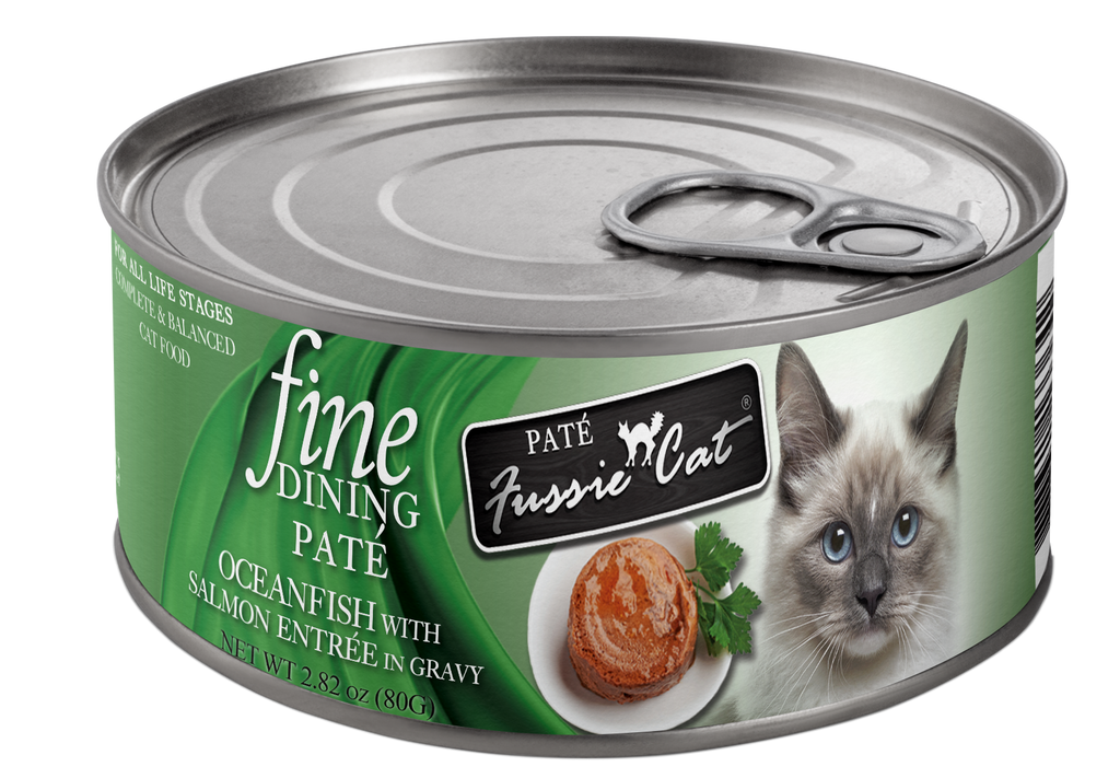 Fussie Cat Fine Dining Oceanfish with Salmon Entree in Gravy Pate Cann