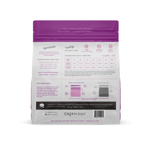 Green Juju Goat Patties Frozen Dog Food