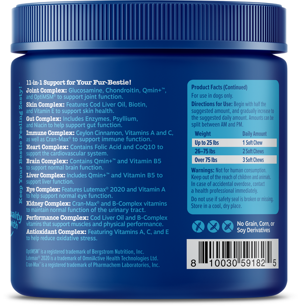 Zesty Paws 11-in-1 Multifunctional Bites Chicken Flavor for Senior Dogs