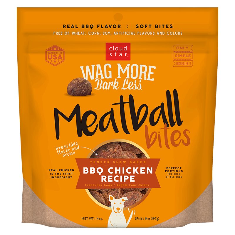 Cloud Star Wag More Bark Less Meatball Bites BBQ Chicken Recipe Dog Treats