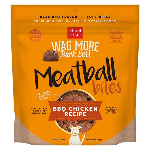 Cloud Star Wag More Bark Less Meatball Bites BBQ Chicken Recipe Dog Treats