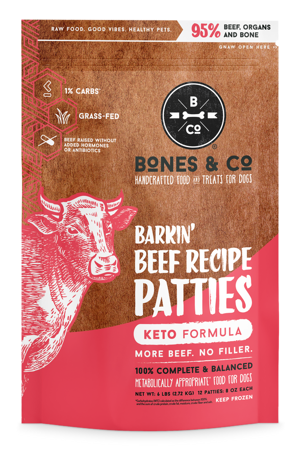 Bones & Co Barkin' Beef Recipe Frozen Patties Dog Food