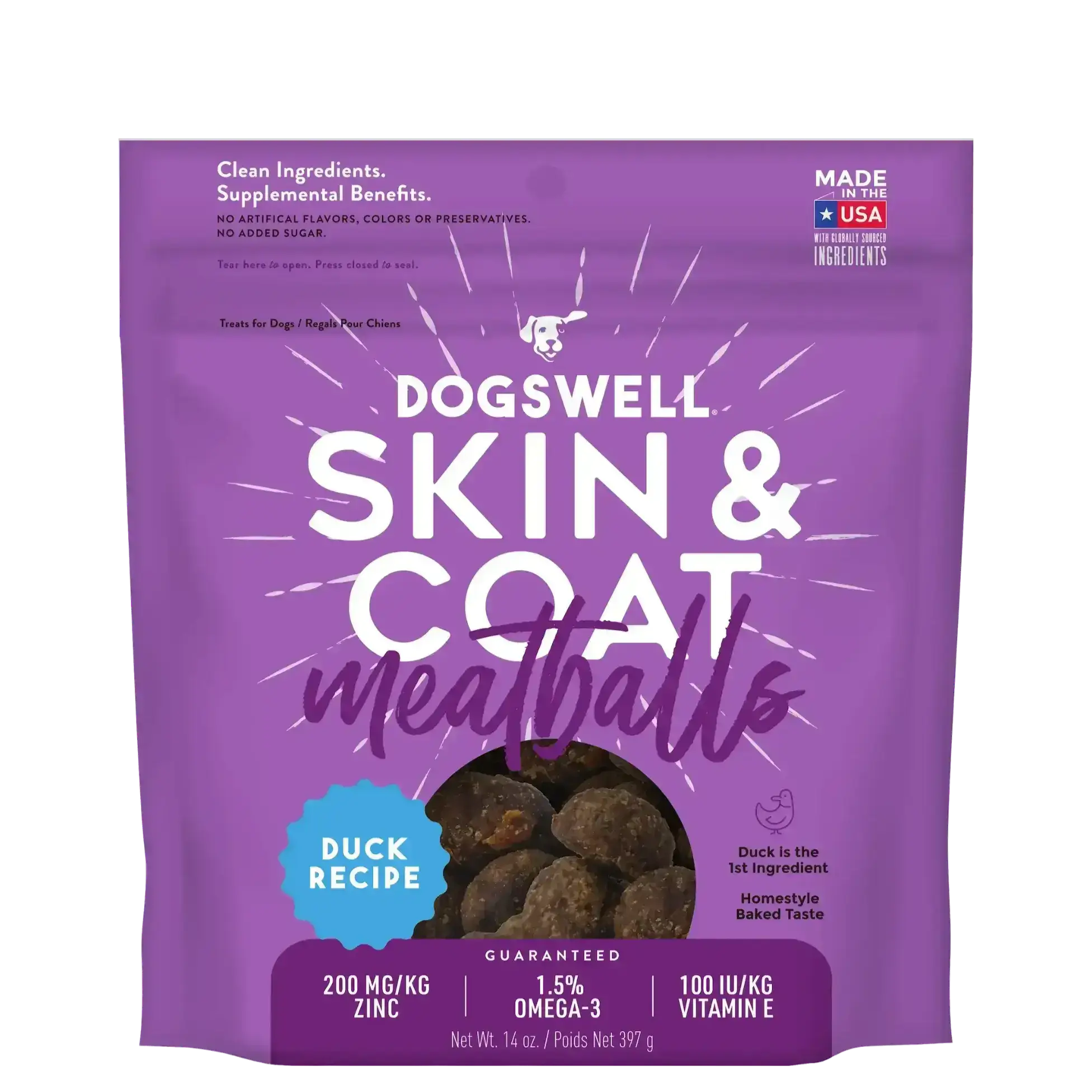 Dogswell Skin & Coat Duck Meatballs Dog Treats