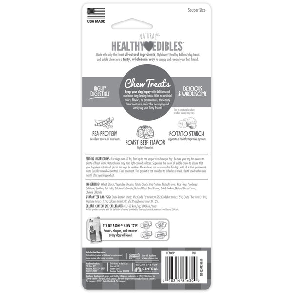 Nylabone Healthy Edibles All-Natural Long Lasting Roast Beef Chew Dog Treats