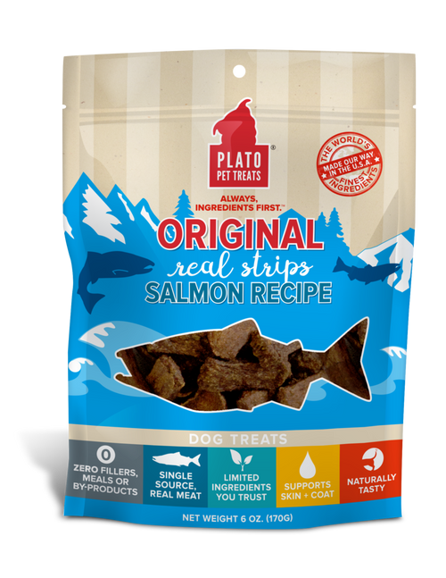 Plato Real Strips Salmon Dog Treats