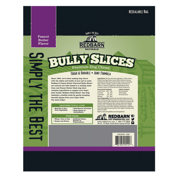 Redbarn Bully Slices Peanut Butter Flavor Dog Treats