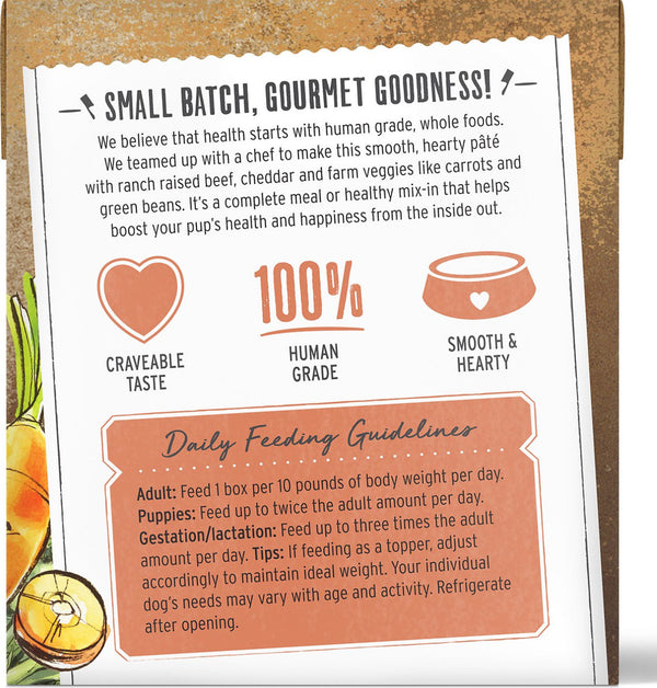 The Honest Kitchen Butcher Block Beef, Cheddar, & Farm Veggies Pate Dog Food