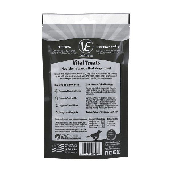 Vital Essentials Freeze Dried Rabbit Bites Dog Treats
