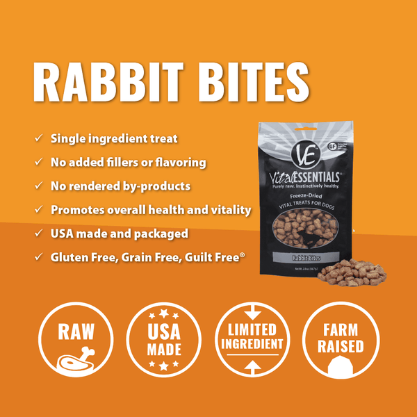 Vital Essentials Freeze Dried Rabbit Bites Dog Treats