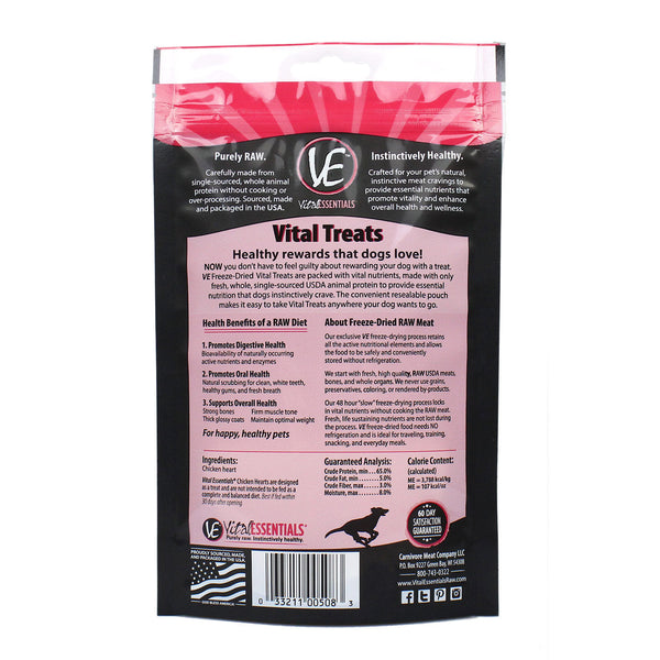 Vital Essentials Chicken Hearts Freeze Dried Dog Treats