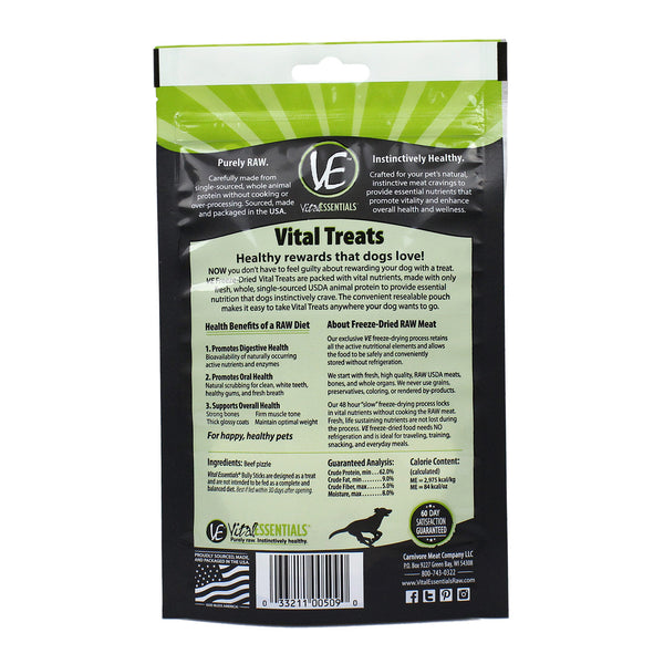 Vital Essentials Bully Sticks Freeze Dried Dog Treats