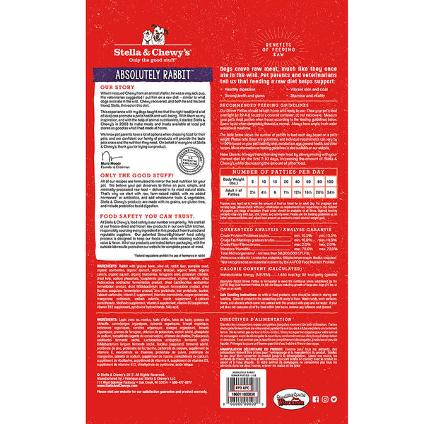 Stella & Chewy's Absolutely Rabbit Frozen Raw Dinner Patties Dog Food