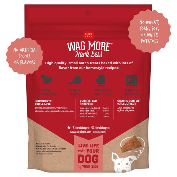 Cloud Star Wag More Bark Less Grain Free Jerky Turkey And Cranberry Recipe Dog Treats (RETIRED)