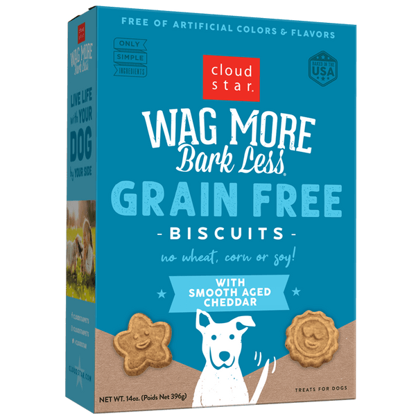 Cloud Star Wag More Bark Less Oven Baked Grain Free Smooth Aged Cheddar Dog Treats