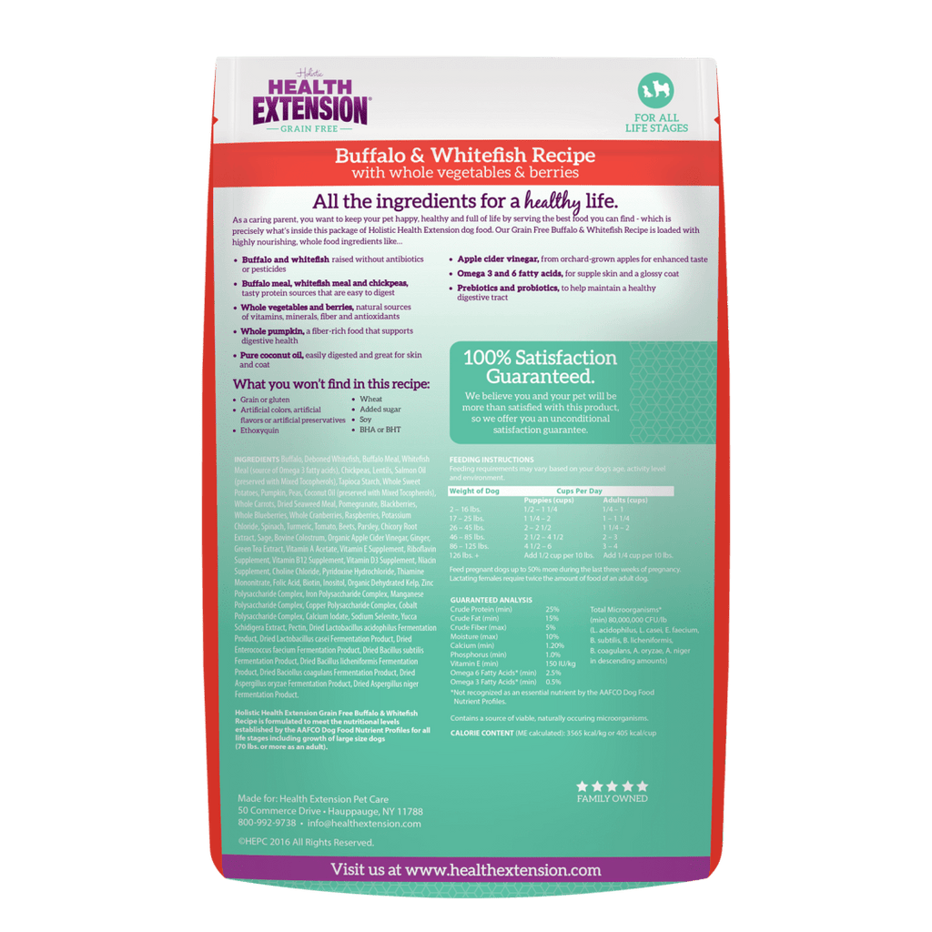 Health Extension Grain Free Buffalo Whitefish Recipe Dog Food