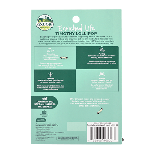 Oxbow Enriched Life Timothy Apple Lollipop Chew Toy for Small Animals