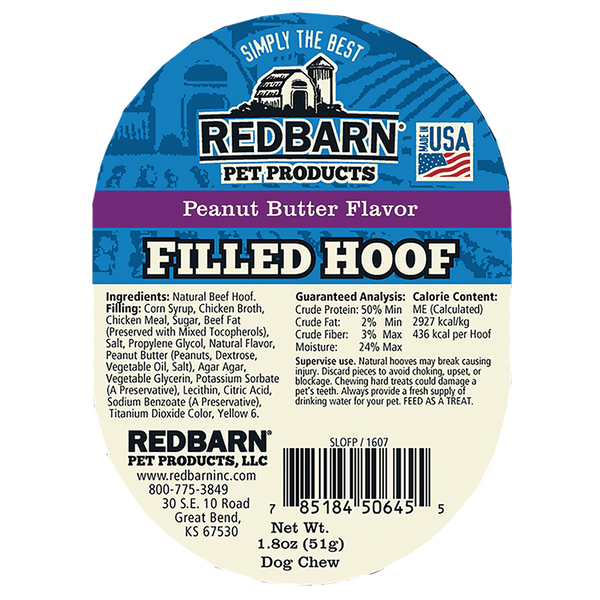 Redbarn Filled Hoof Peanut Butter Flavor Dog Treats