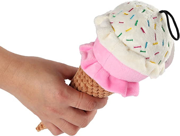 Petlou 10 Inch Ice Cream Plush Dog Toy