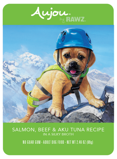 Rawz Aujou Salmon, Beef & Aku Tuna Pouch Dog Food
