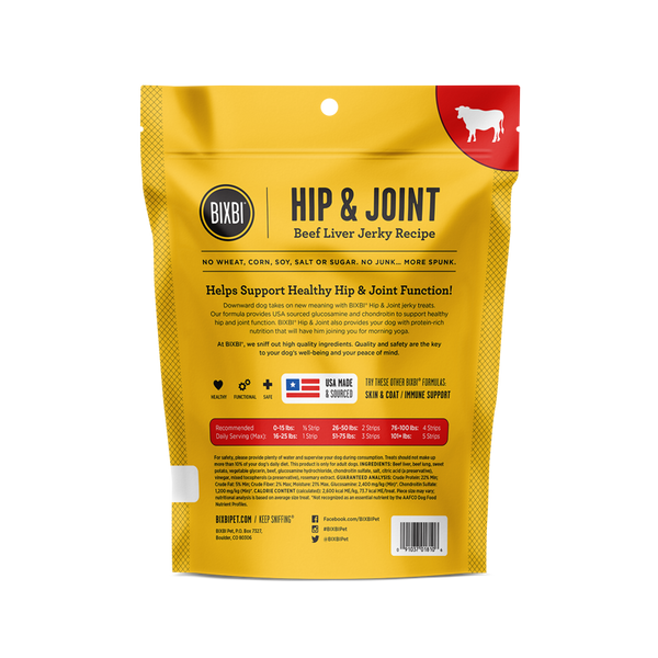 Bixbi Hip & Joint Jerky Beef Liver Dog Treats