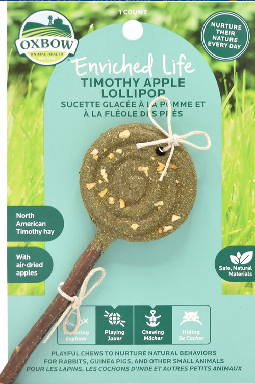 Oxbow Enriched Life Timothy Apple Lollipop Chew Toy for Small Animals