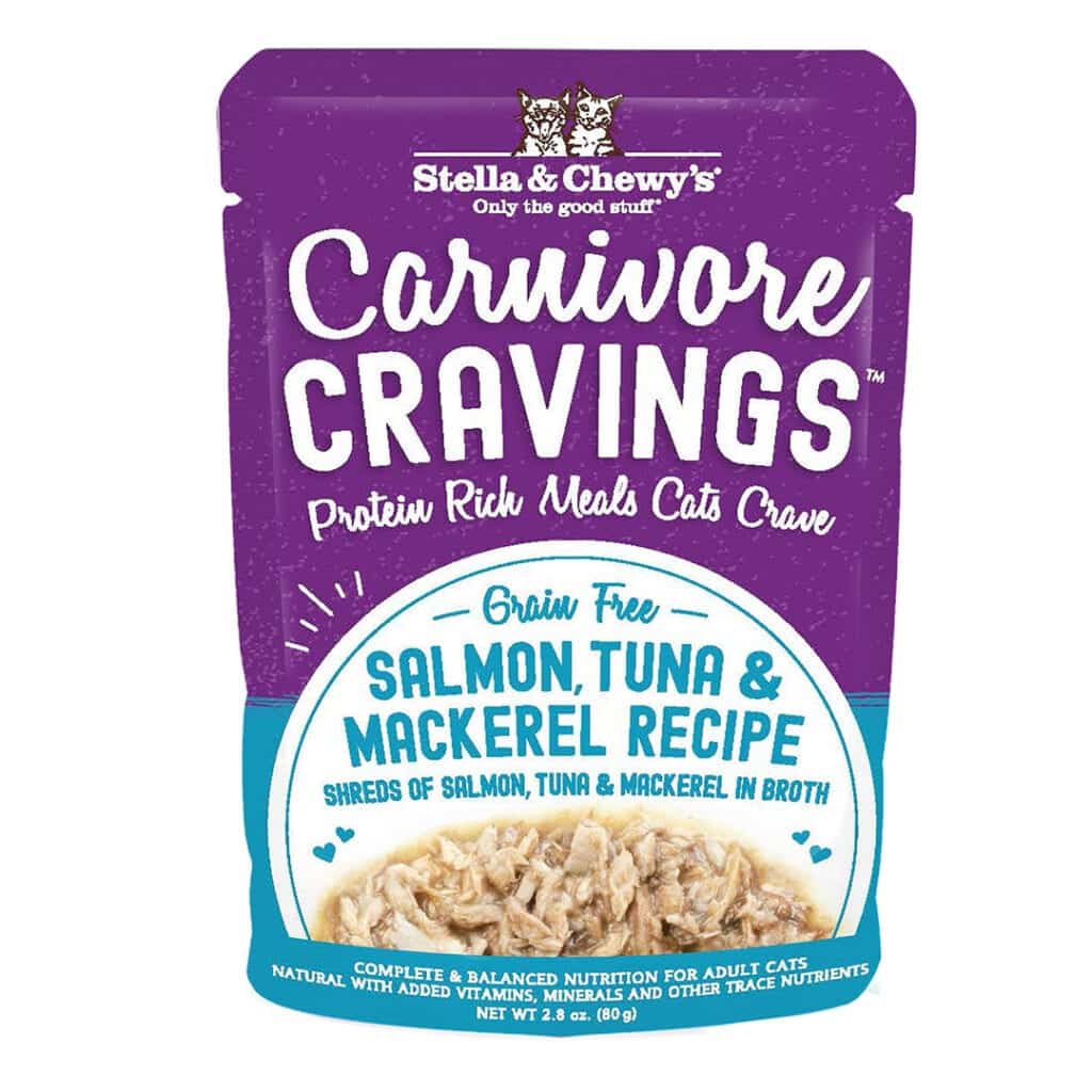 Stella & Chewy's Carnivore Cravings Grain Free Salmon, Tuna, & Mackerel Recipe Pouch Cat Food