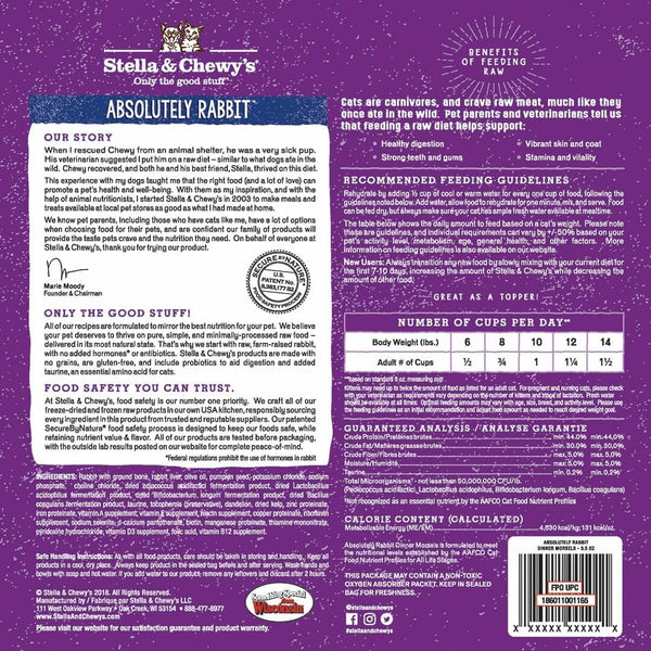 Stella & Chewy's Absolutely Rabbit Freeze Dried Raw Dinner Morsels Cat Food