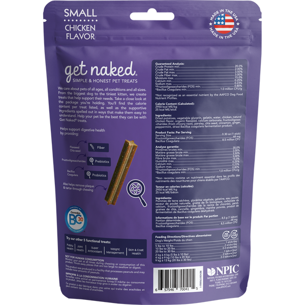 Get Naked Dental Sticks Digestive Health Dog Treats
