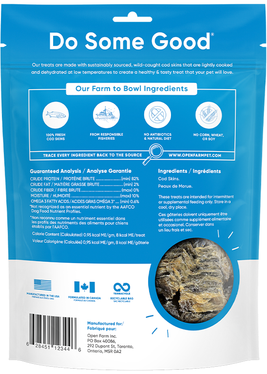 Open Farm Dehydrated Cod Skins Dog Treats