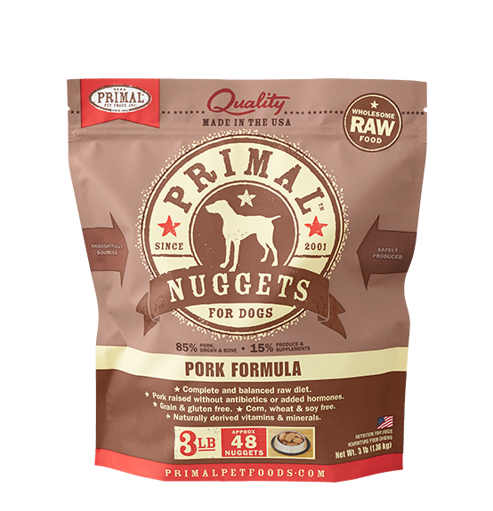 Primal Raw Frozen Pork Nuggets Dog Food