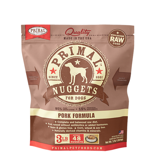Primal Raw Frozen Pork Nuggets Dog Food
