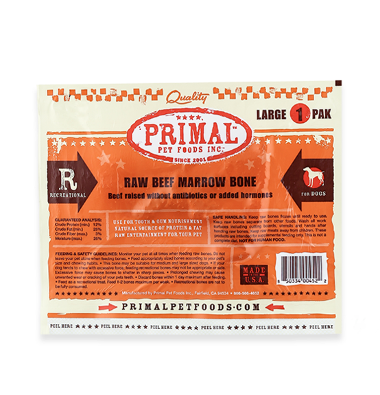 Primal Raw Recreational Beef Marrow Bones