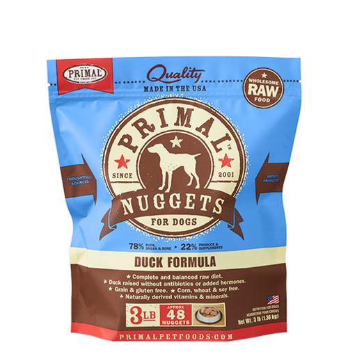 Primal Raw Frozen Duck Nuggets Dog Food