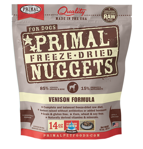 Primal Raw Freeze Dried Venison Nuggets Dog Food