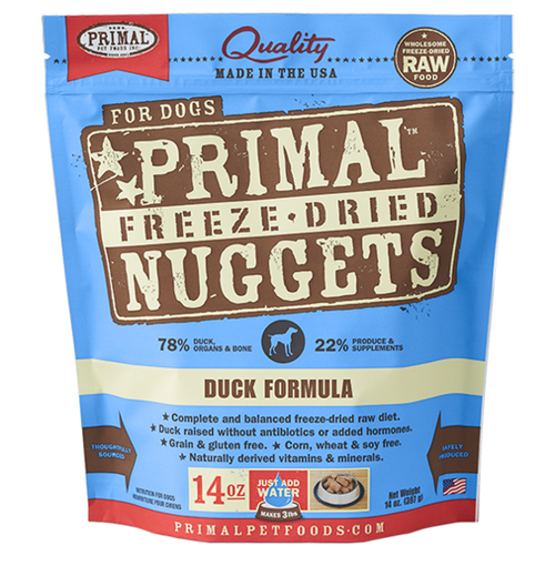 Primal Raw Freeze Dried Duck Nuggets Dog Food