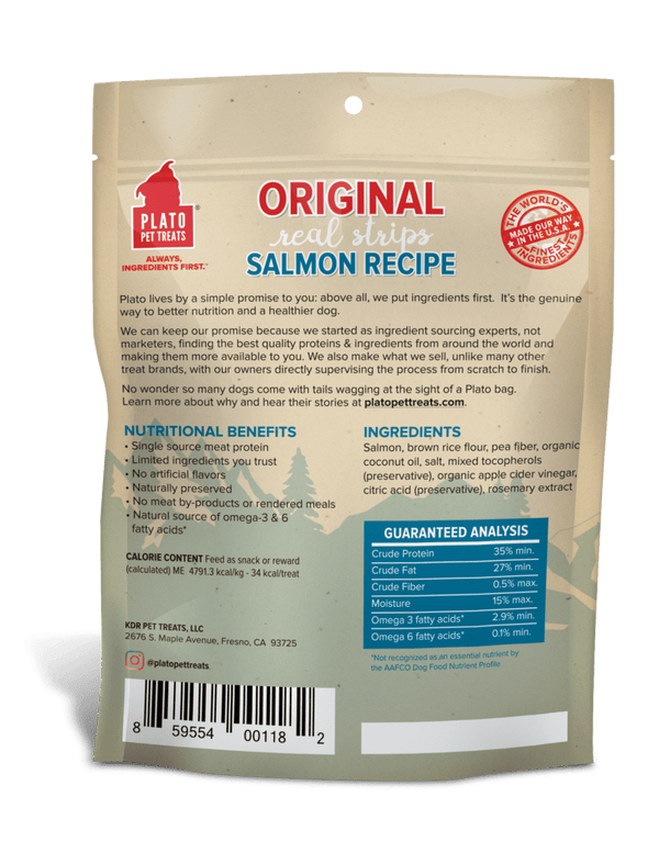 Plato Real Strips Salmon Dog Treats