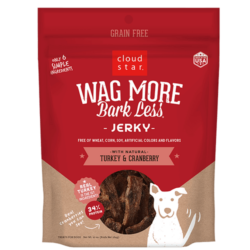Cloud Star Wag More Bark Less Grain Free Jerky Turkey And Cranberry Recipe Dog Treats (RETIRED)
