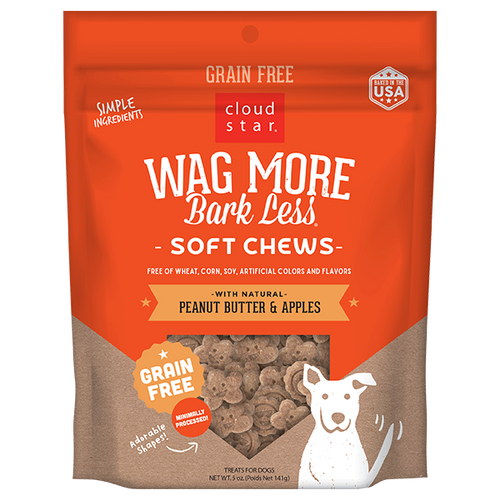Cloud Star Wag More Bark Less Grain Free Peanut Butter & Apples Soft & Chewy Dog Treats