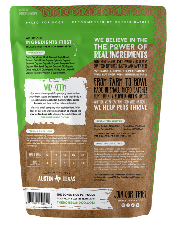 Bones & Co Dazzlin' Duck Frozen Patties Dog Food