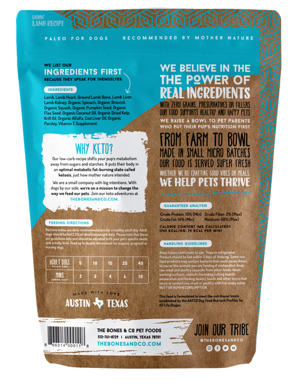 Bones & Co. Lickin' Lamb Frozen Patties Dog Food