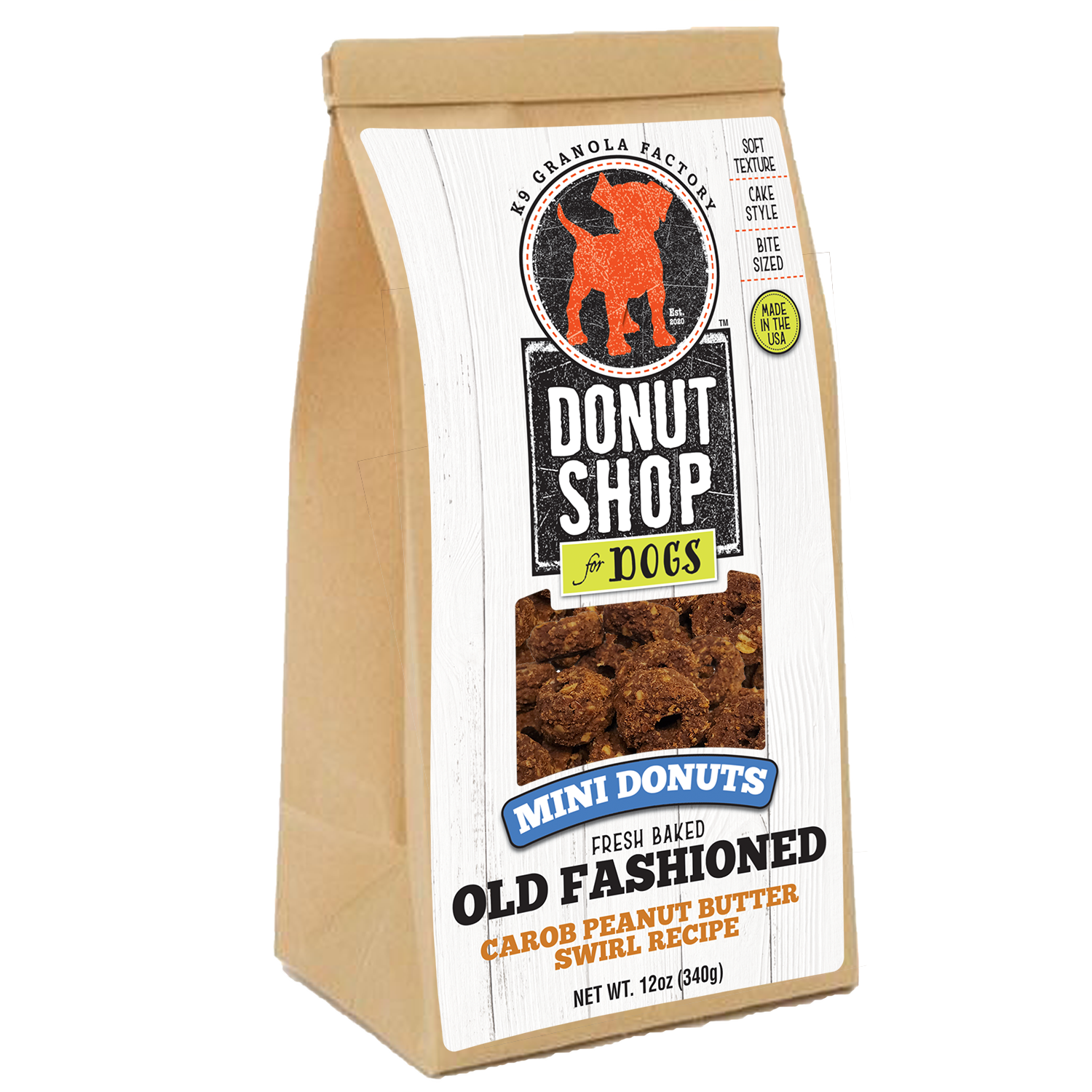 K9 Granola Factory Mini Donuts Fresh Baked Carob Peanut Butter Swirl Recipe Dog Treats