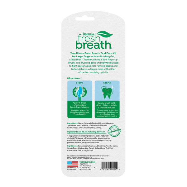 Tropiclean Fresh Breath Clean Teeth Oral Care Gel Kit For Dogs