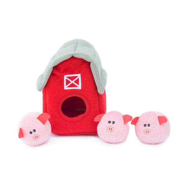 Zippy Paws Burrow Pig Barn With Bubble Babiez Dog Toy